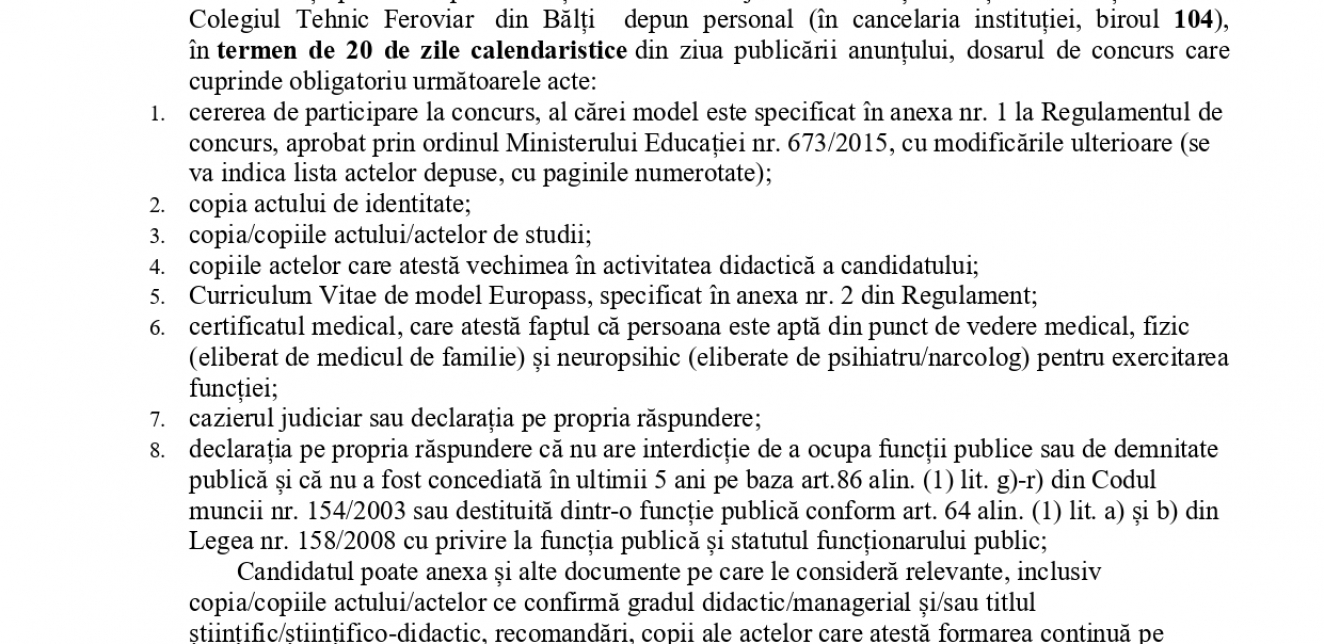 ATENȚIE, CONCURS  director adjunct instruire și educație al  IP CTFB